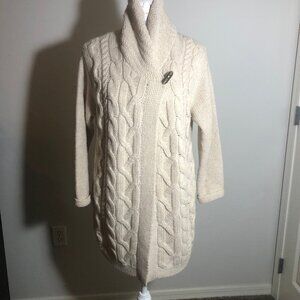 🧥 J. Jill Chunky Cable Knit Shawl Collar Cardigan – Size M